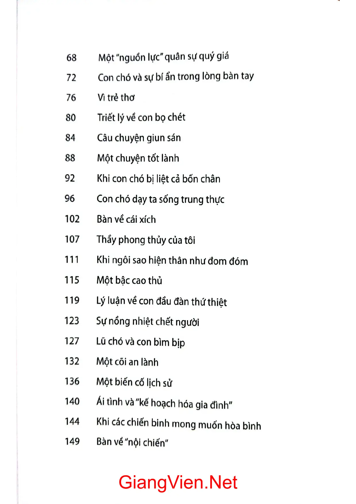 Mục lục chi tiết trang 1 sách Ký sự người nuôi chó