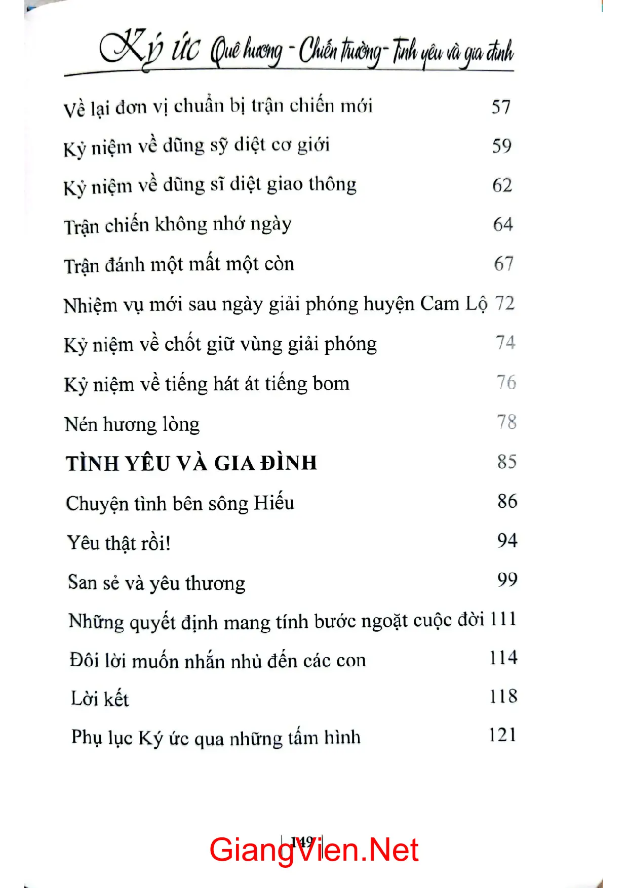 Mục lục chi tiết trang 2 sách Kể chuyện Hoàng Sa