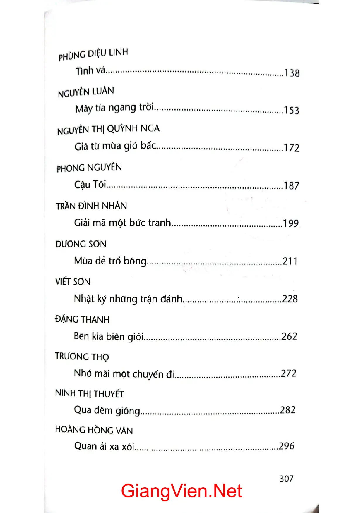 Mục lục chi tiết trang 1 sách Mùa hoa gạo