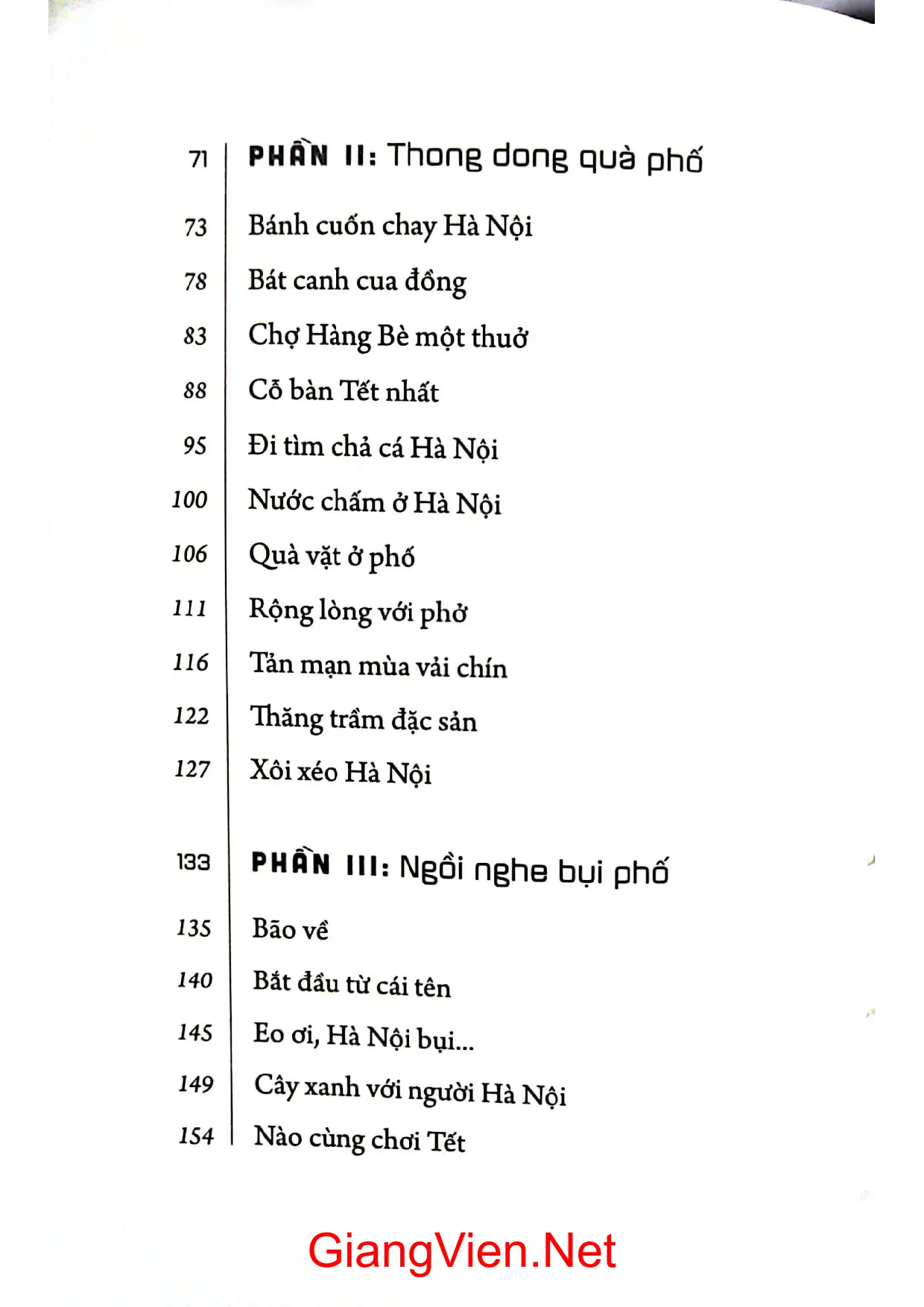 Mục lục chi tiết trang 1 sách Lan man nghìn năm phố