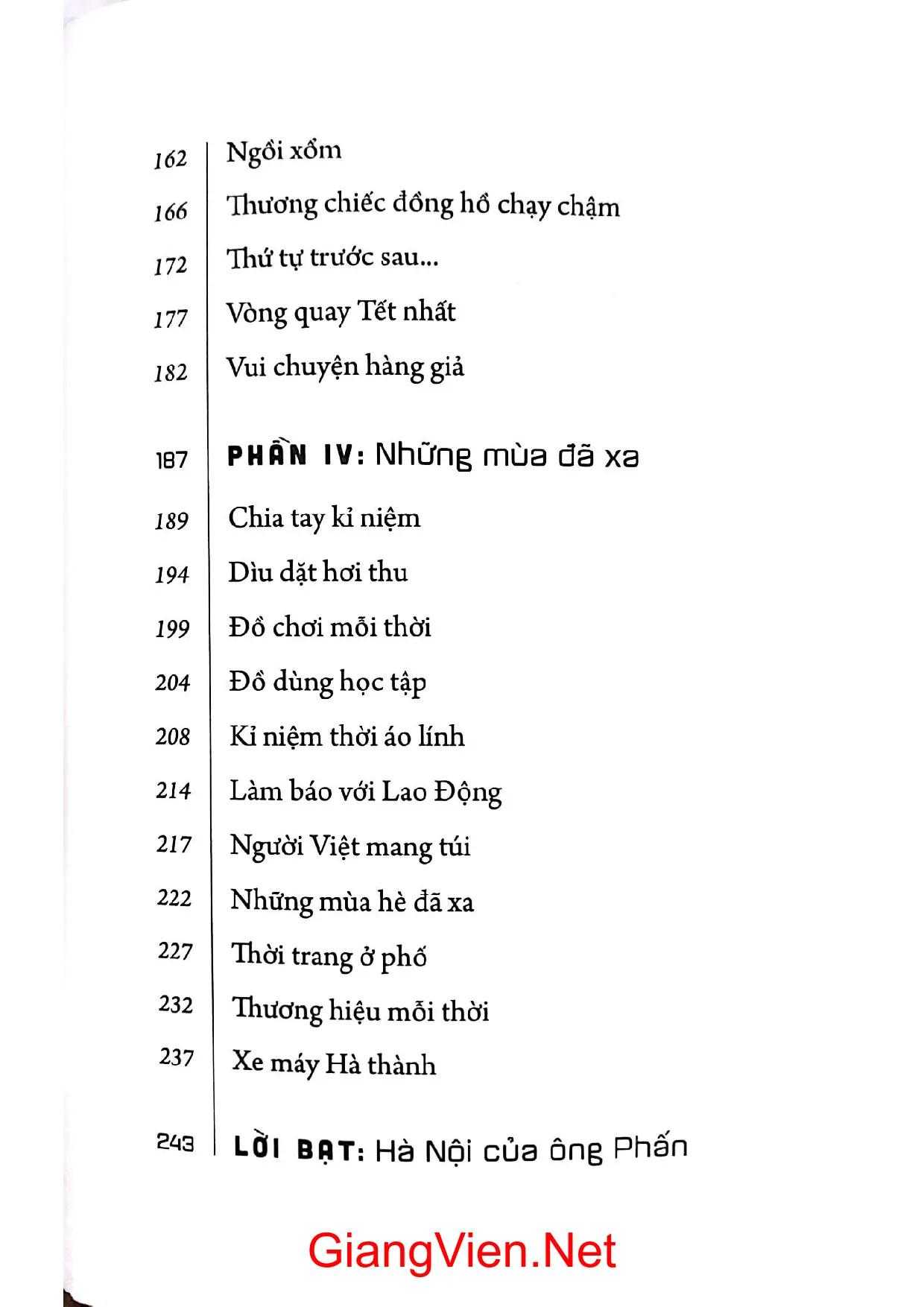 Mục lục chi tiết trang 2 sách Lan man nghìn năm phố