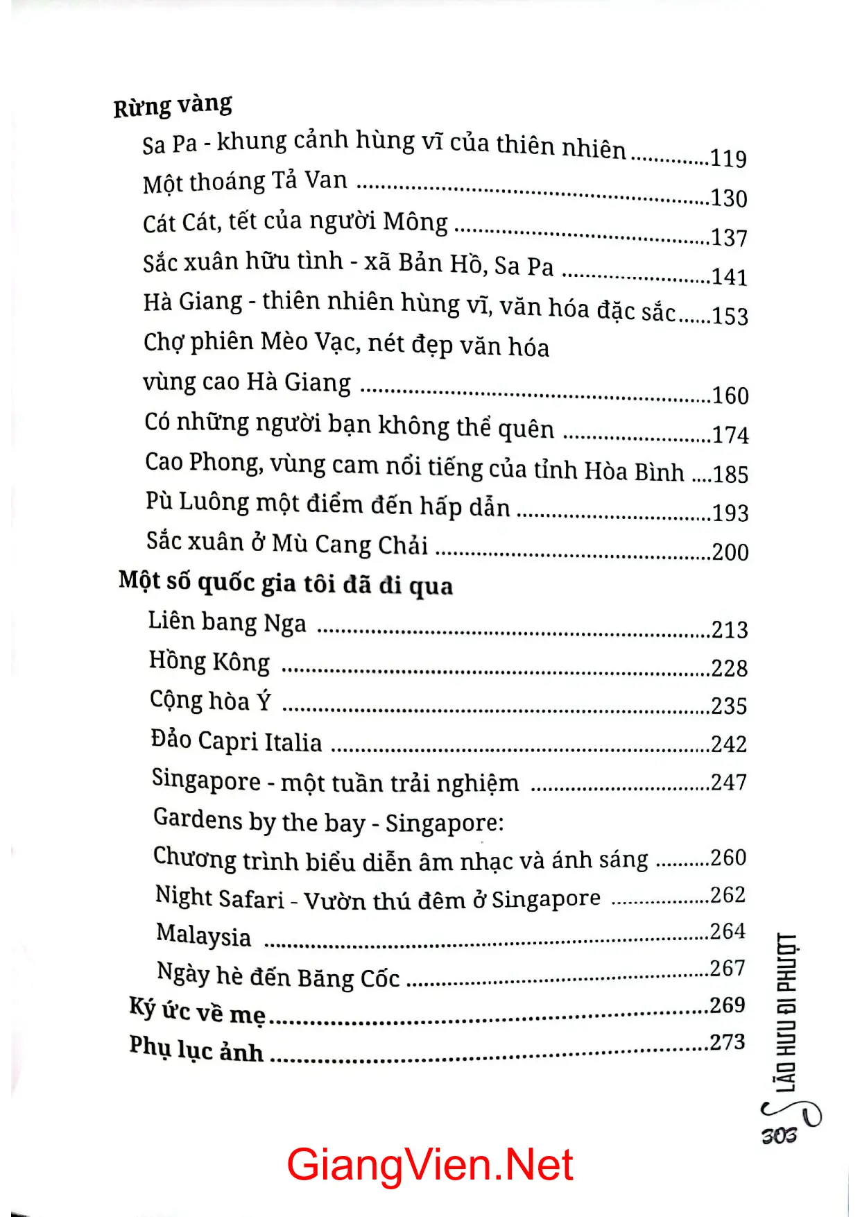 Mục lục chi tiết trang 1 sách Lão hưu đi phượt