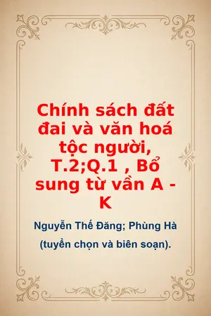 Ảnh bìa của Chính sách đất đai và văn hoá tộc người T2Q1 Bổ sung từ vần A K