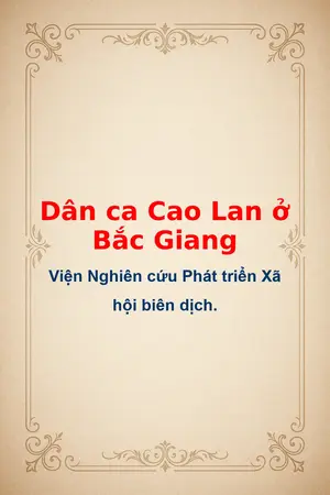 Ảnh bìa của Dân ca Cao Lan ở Bắc Giang