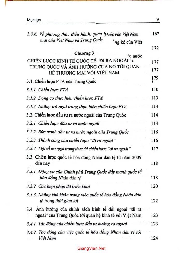 Mục lục chi tiết trang 2 sách Quan hệ thương mại và đầu tư của Việt Nam với Trung Quốc