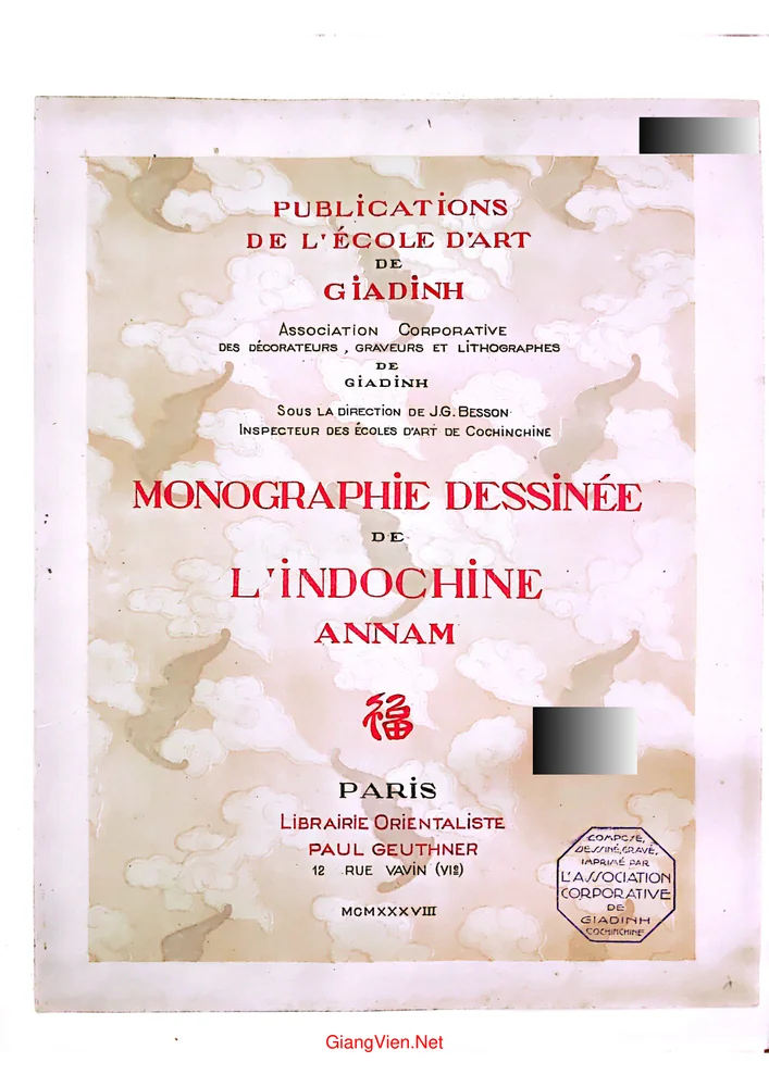 Ảnh bìa của Monographie dessinee de Indochine – Annam (Chuyên khảo minh họa về Đông Dương – Trung Kỳ)