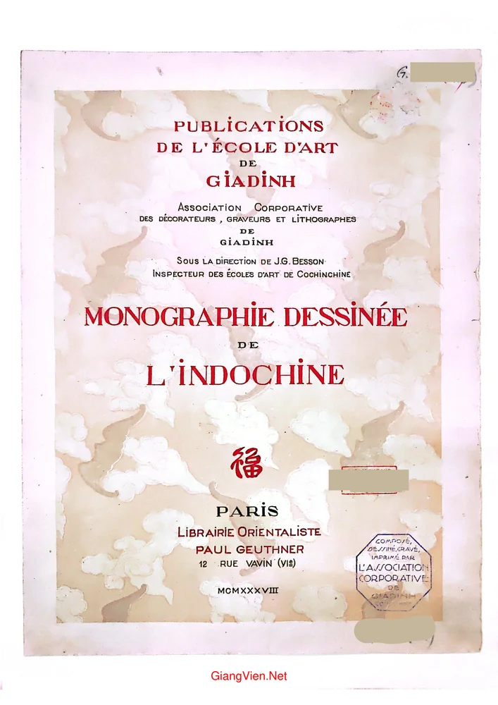 Ảnh bìa của Monographie dessine de Indochine 1 (Chuyên khảo minh họa về Đông Dương 1)