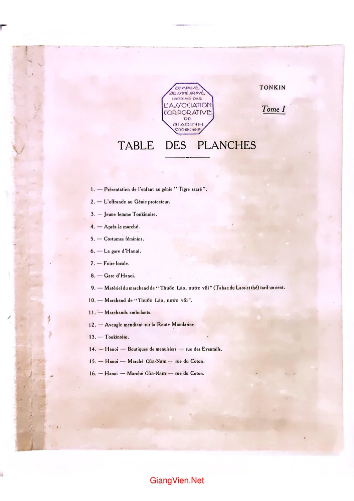 Trang 1 - Ảnh minh họa nội dung sách Monographie dessine de Indochine 1 (Chuyên khảo minh họa về Đông Dương 1)