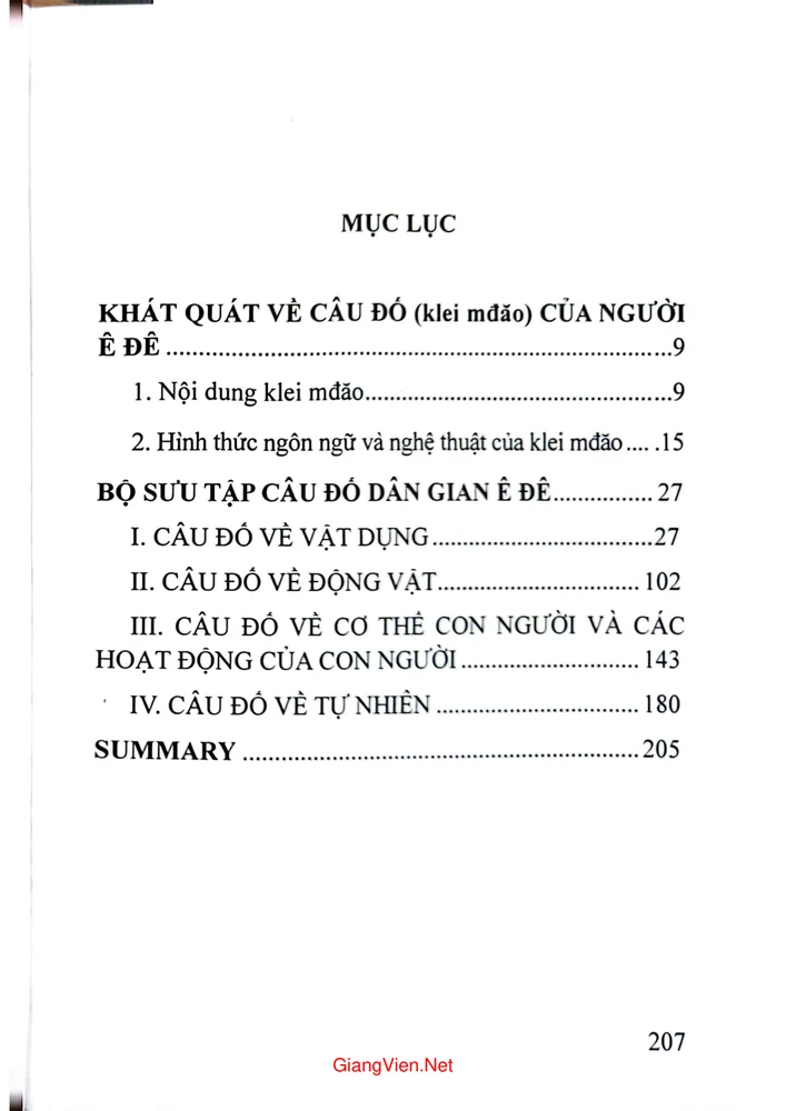 Trang 1 - Ảnh minh họa nội dung sách Câu đố dân gian Ê đê