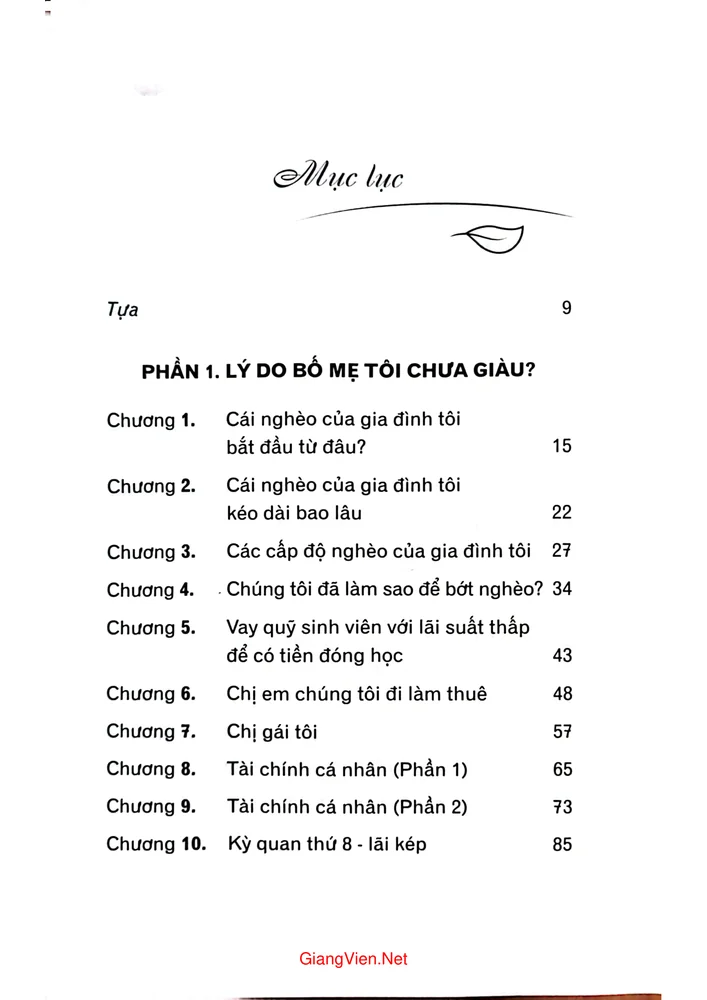 Trang 1 - Ảnh minh họa nội dung sách Lý do bố mẹ tôi chưa giàu và cách tôi học làm giàu