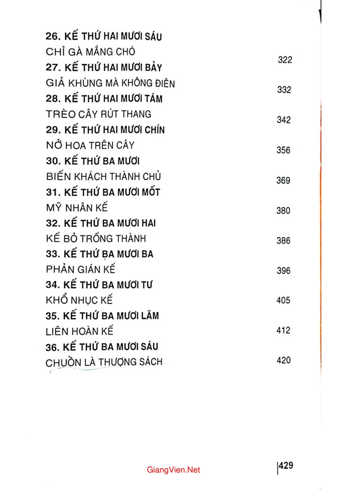 Mục lục chi tiết trang 2 sách 36 kế ứng dụng trong kinh doanh cuộc sống