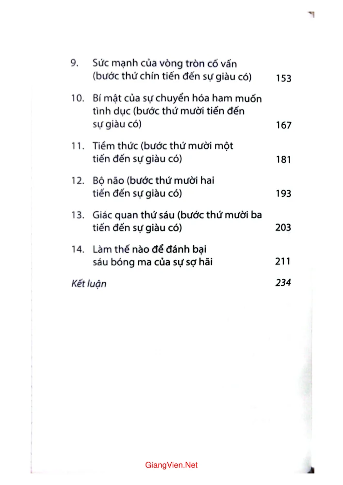 Mục lục chi tiết trang 1 sách 10 phút mỗi ngày nghĩ giàu làm giàu