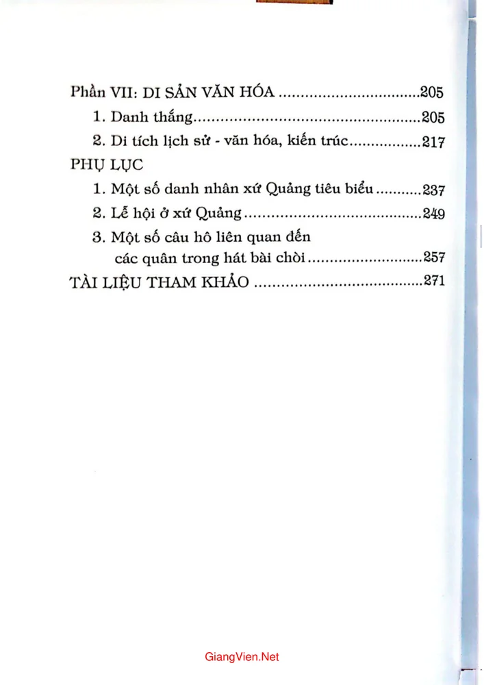 Mục lục chi tiết trang 1 sách Tiểu vùng văn hóa Xứ Quảng
