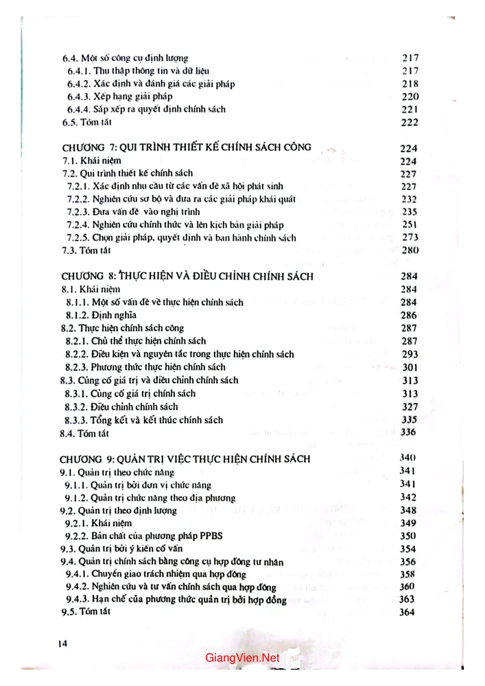 Mục lục chi tiết trang 5 sách Chính sách công của Hoa Kỳ giai đoạn 1935 - 2001