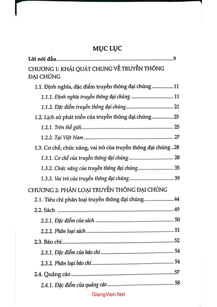 Trang 1 - Ảnh minh họa nội dung sách Giáo trình nhập môn truyền thông đại chúng