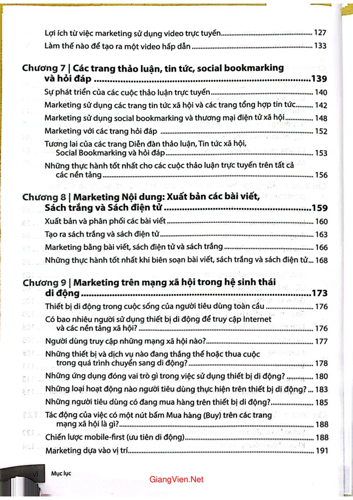 Mục lục chi tiết trang 2 sách Chiến lược marketing truyền thông xã hội