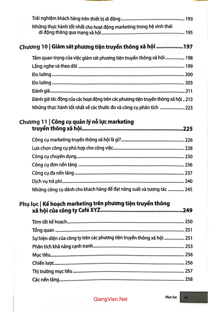 Mục lục chi tiết trang 3 sách Chiến lược marketing truyền thông xã hội