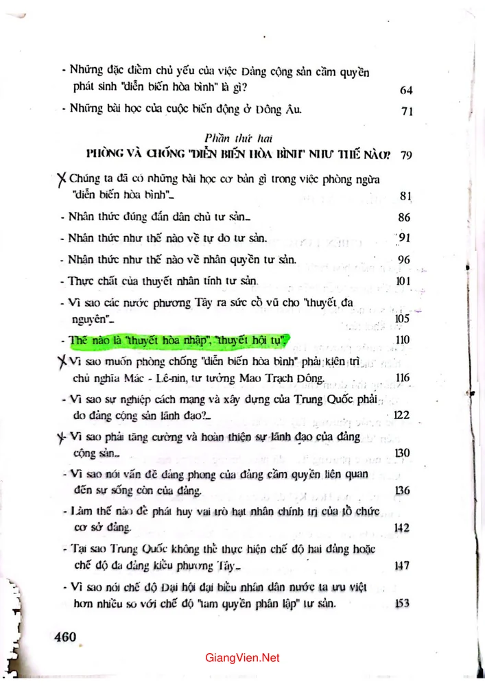 Mục lục chi tiết trang 1 sách Bàn về chống diễn biến hòa bình