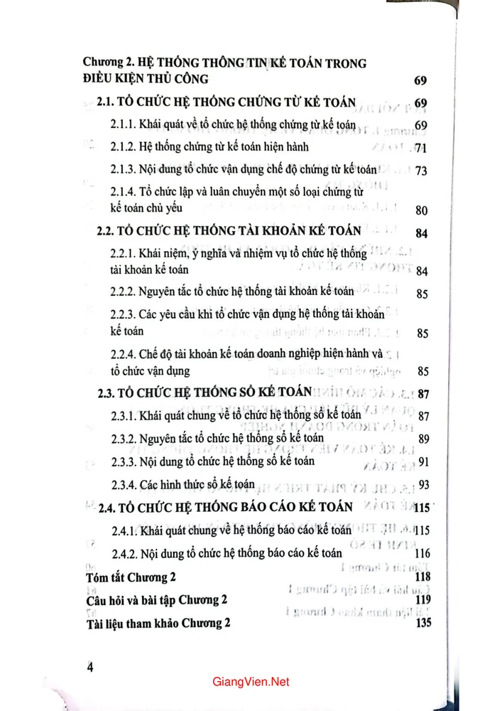 Trang 2 - Ảnh minh họa nội dung sách Giáo trình hệ thống thông tin kế toán