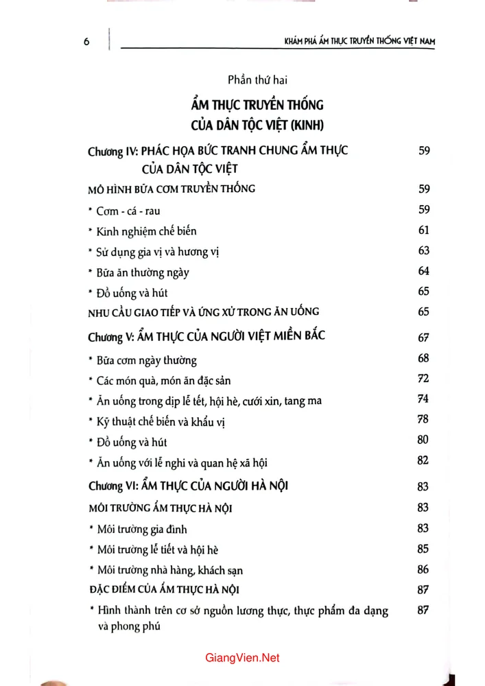 Mục lục chi tiết trang 1 sách Khám phá ẩm thực truyền thống Việt Nam