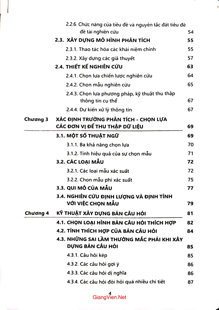 Mục lục chi tiết trang 1 sách Phương pháp và kỹ thuật trong nghiên cứu xã hội