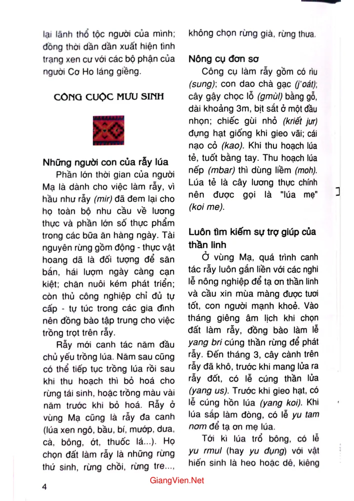 Mục lục chi tiết trang 3 sách Dân tộc Mạ