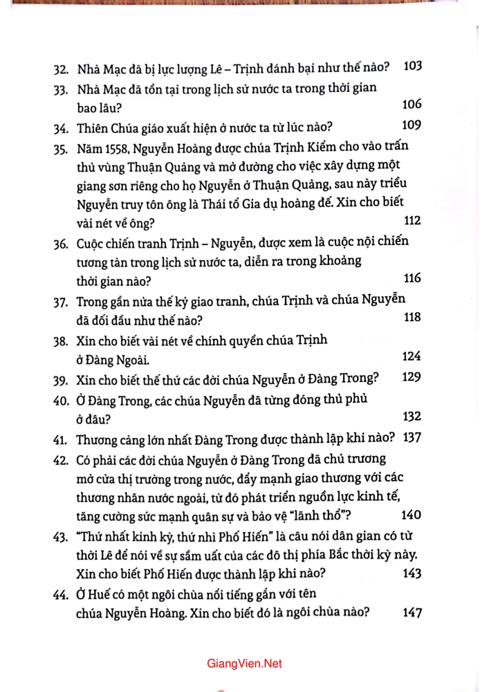 Mục lục chi tiết trang 3 sách Hỏi đáp lịch sử Việt Nam từ khởi nghĩa Lam Sơn đến nửa đầu thế kỷ 19 tập 3