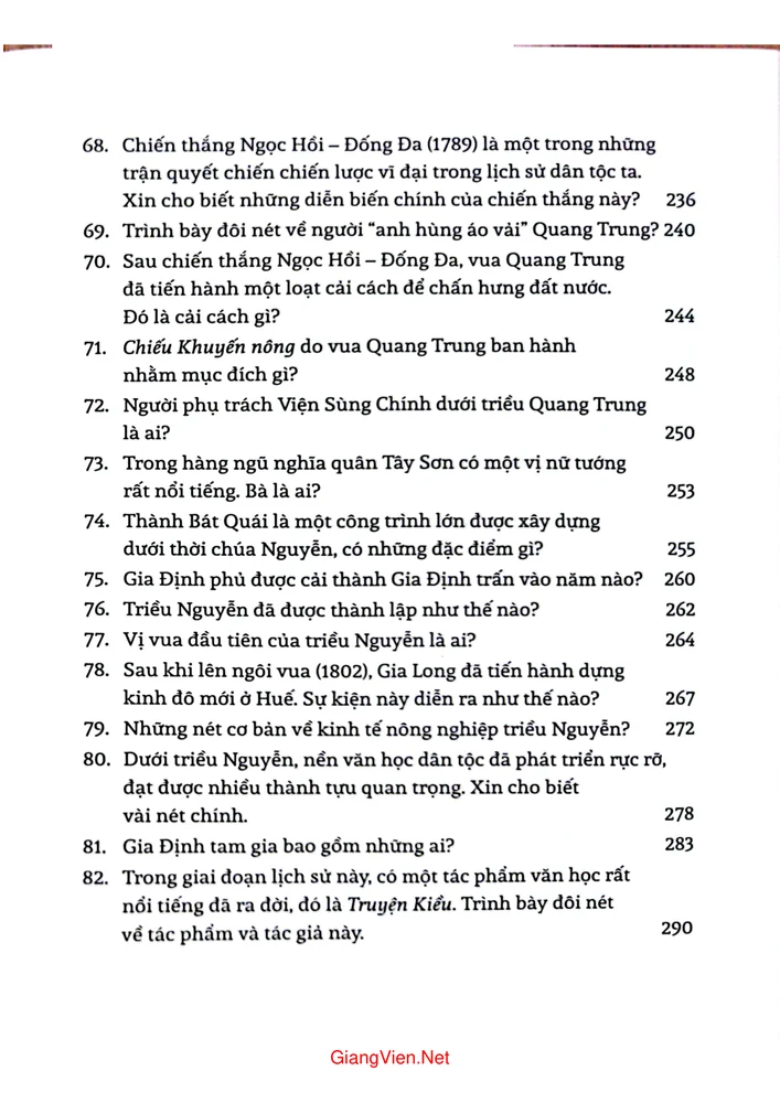 Mục lục chi tiết trang 6 sách Hỏi đáp lịch sử Việt Nam từ khởi nghĩa Lam Sơn đến nửa đầu thế kỷ 19 tập 3
