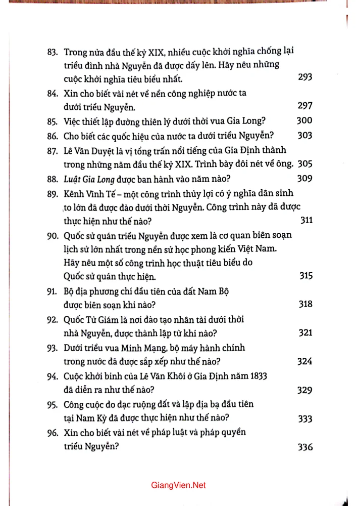 Mục lục chi tiết trang 7 sách Hỏi đáp lịch sử Việt Nam từ khởi nghĩa Lam Sơn đến nửa đầu thế kỷ 19 tập 3