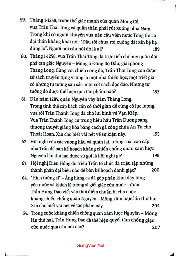 Mục lục chi tiết trang 5 sách Hỏi đáp lịch sử Việt Nam dưới đời Ngô, Đinh, Tiền Lê, Lý, Trần, Hồ