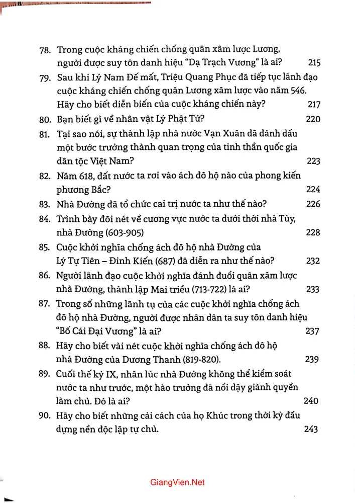 Mục lục chi tiết trang 6 sách Hỏi đáp lịch sử Việt Nam từ khởi thủy đến thế kỷ X tập 1