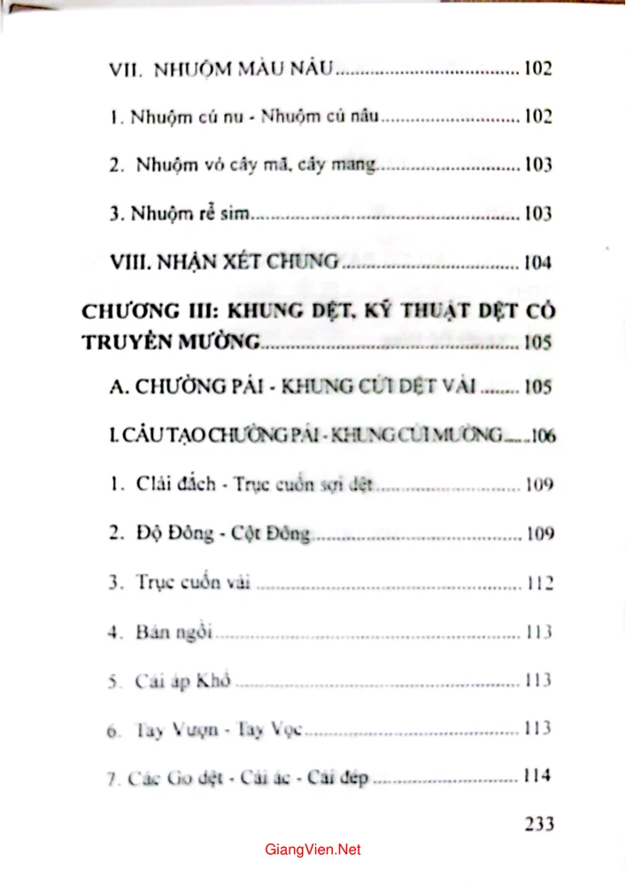 Mục lục chi tiết trang 4 sách Nghề dệt cổ truyền của người Mường