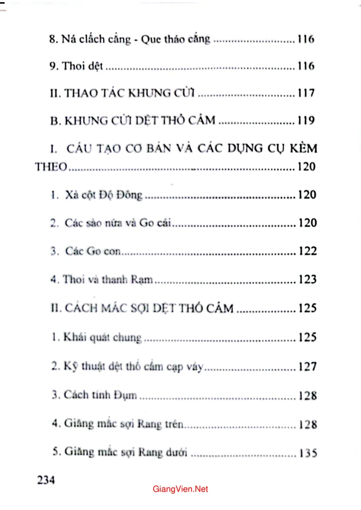Mục lục chi tiết trang 5 sách Nghề dệt cổ truyền của người Mường
