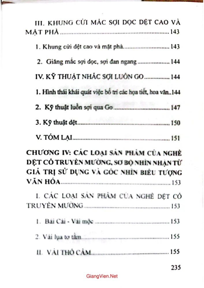 Mục lục chi tiết trang 6 sách Nghề dệt cổ truyền của người Mường
