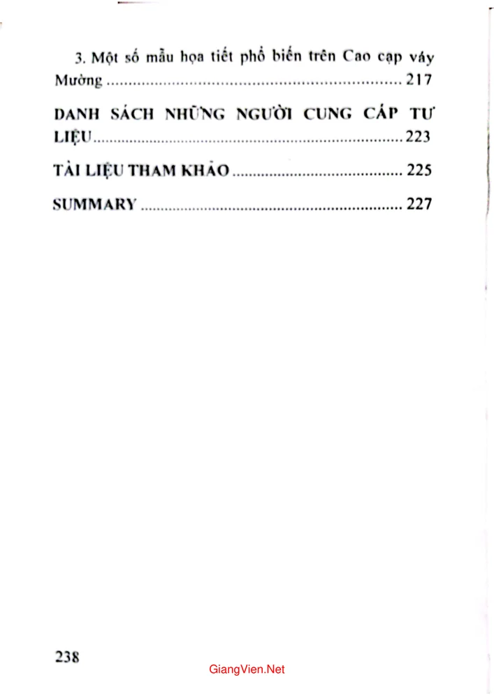 Mục lục chi tiết trang 9 sách Nghề dệt cổ truyền của người Mường