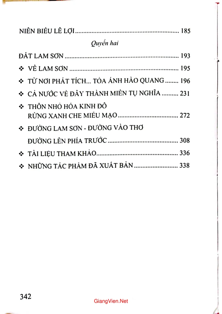 Mục lục chi tiết trang 1 sách Lê Lợi và đất Lam Sơn