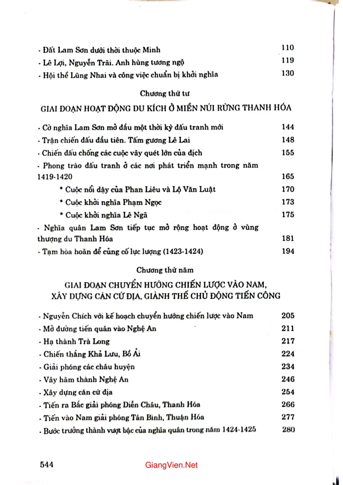 Mục lục chi tiết trang 1 sách Khởi nghĩa Lam Sơn 1418 đến 1427