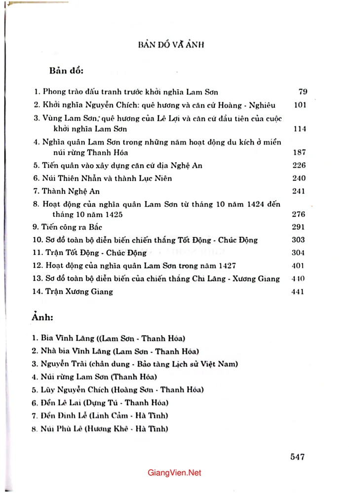 Mục lục chi tiết trang 4 sách Khởi nghĩa Lam Sơn 1418 đến 1427