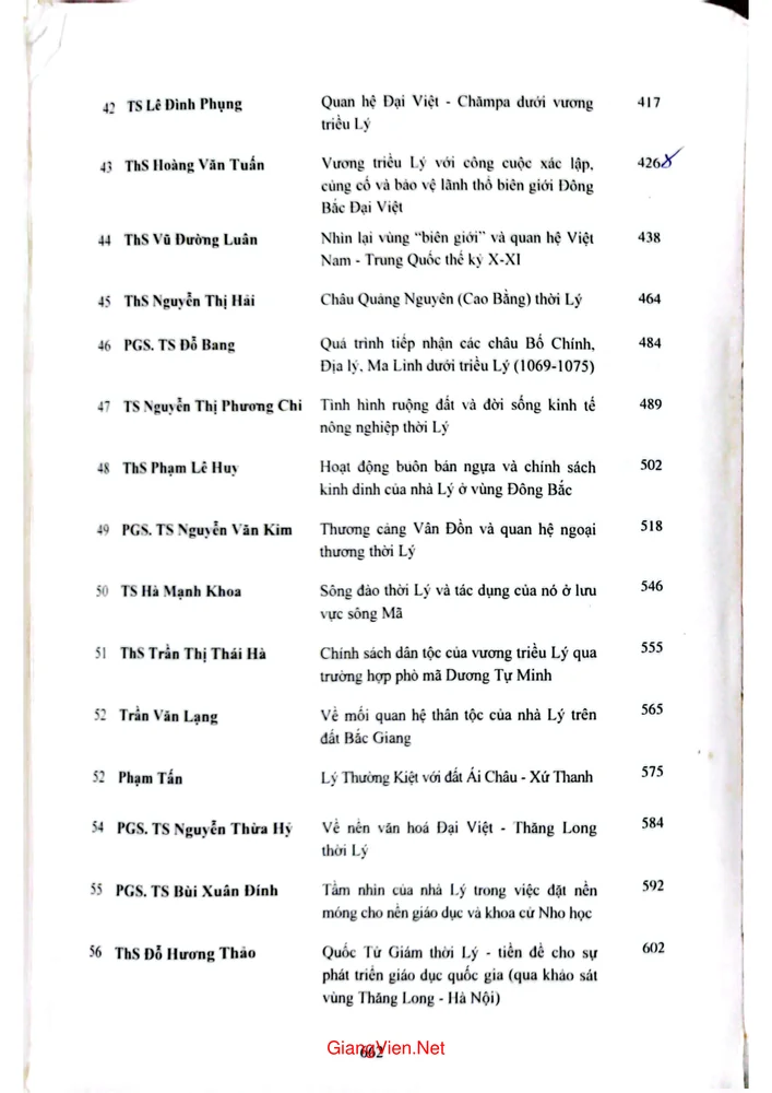 Mục lục chi tiết trang 3 sách 1000 năm Vương triều Lý và kinh đô Thăng Long