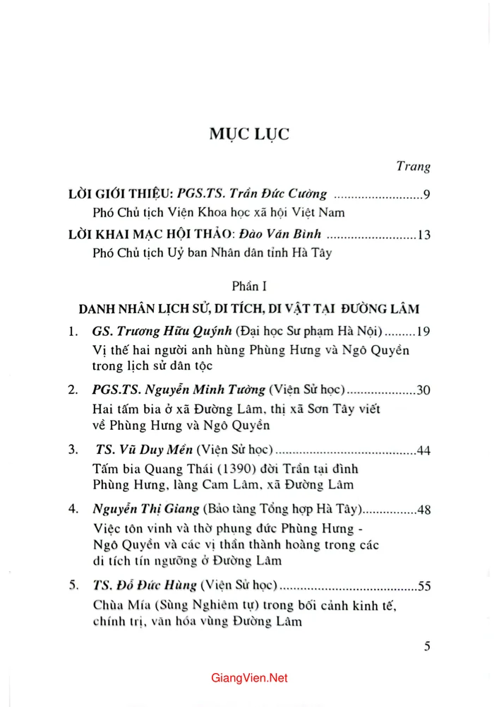 Trang bìa chính thức sách Bảo tồn tôn tạo và xây dựng khu di tích lịch sử văn hóa Đường Lâm