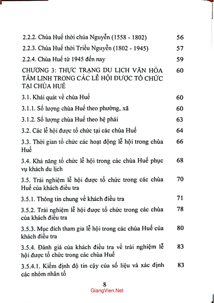 Mục lục chi tiết trang 1 sách Du lịch văn hóa tâm linh nghiên cứu các lễ hội được tổ chức tại chùa ở Huế