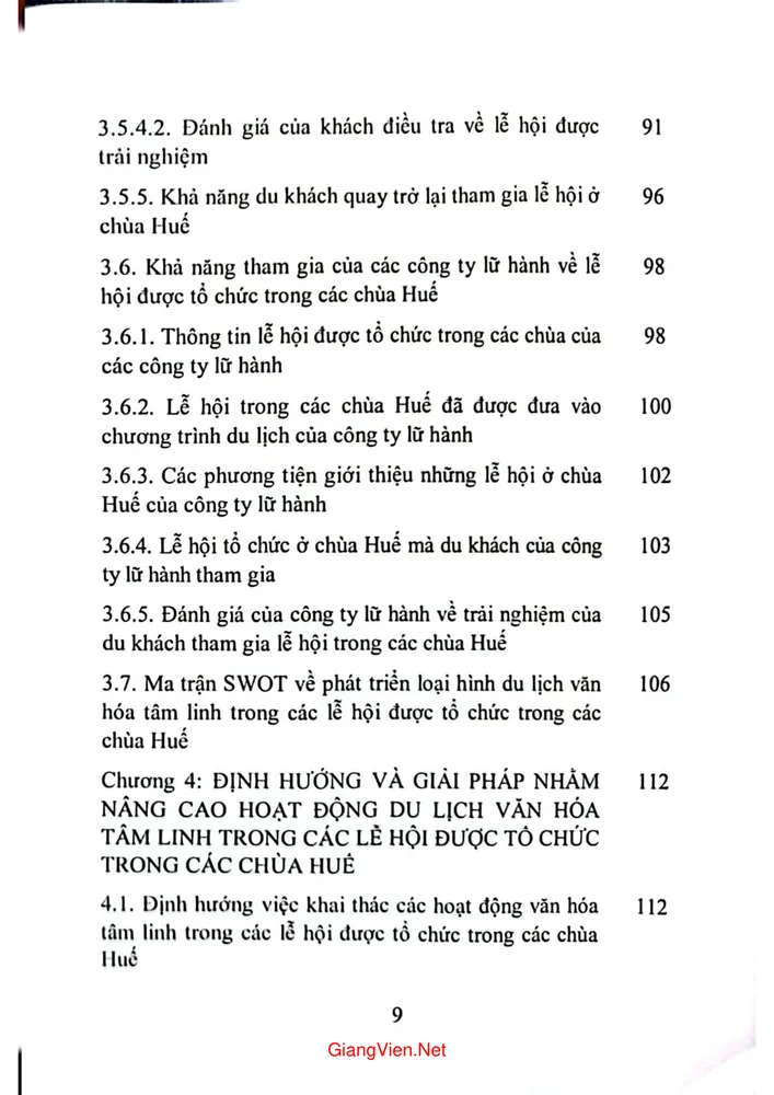 Mục lục chi tiết trang 2 sách Du lịch văn hóa tâm linh nghiên cứu các lễ hội được tổ chức tại chùa ở Huế
