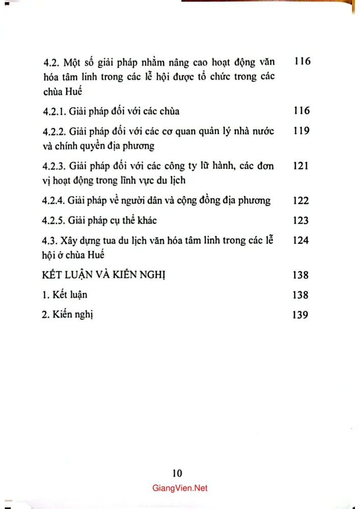 Mục lục chi tiết trang 3 sách Du lịch văn hóa tâm linh nghiên cứu các lễ hội được tổ chức tại chùa ở Huế