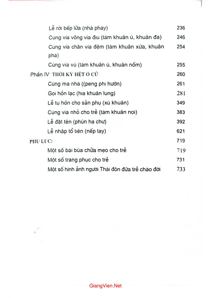 Mục lục chi tiết trang 1 sách Khi đứa trẻ dân tộc Thái chào đời