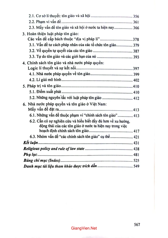 Trang 4 - Ảnh minh họa nội dung sách Chính sách tôn giáo và nhà nước pháp quyền
