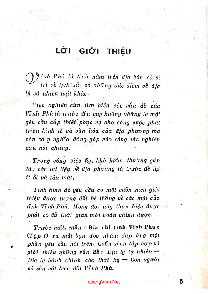 Trang 1 - Ảnh minh họa nội dung sách Địa chí Vĩnh Phú