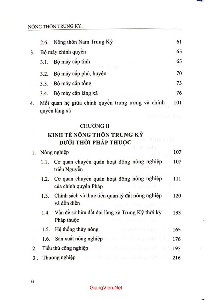 Mục lục chi tiết trang 1 sách Nông thôn Trung kỳ từ năm 1858 đến năm 1945
