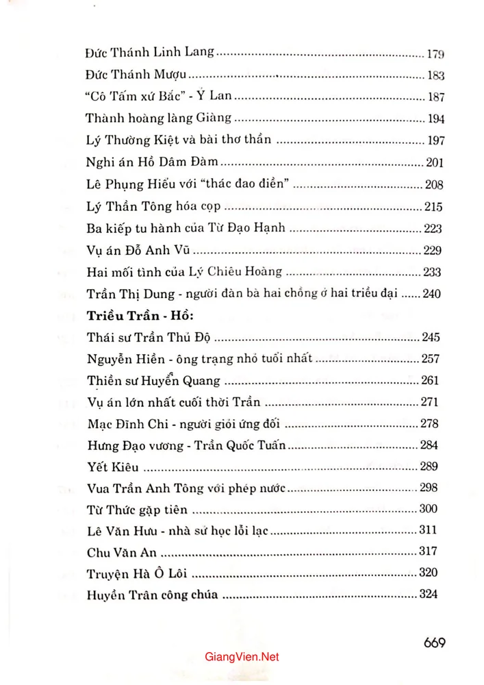 Mục lục chi tiết trang 2 sách Hồn sử Việt các truyền thuyết giai thoại nổi tiếng