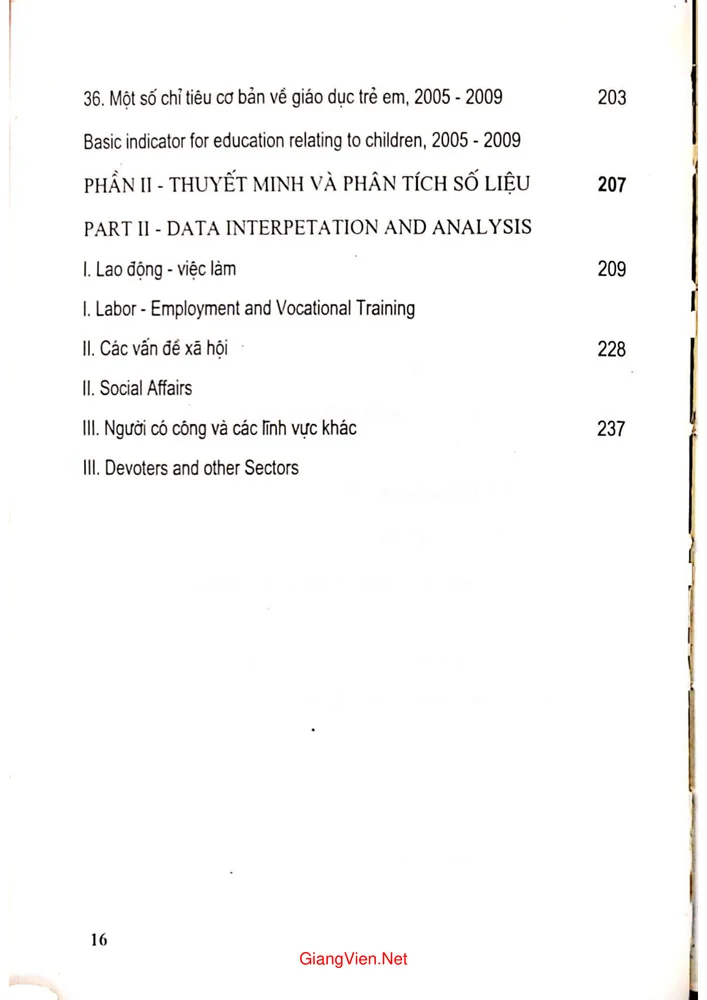 Mục lục chi tiết trang 7 sách Niên giám thống kê lao động người có công và xã hội 5 năm (2006 - 2010)