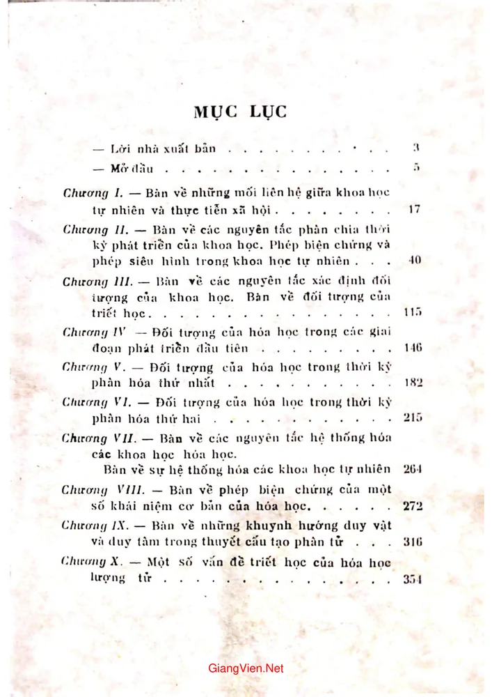 Trang 1 - Ảnh minh họa nội dung sách Một số vấn đề triết học của Hóa học